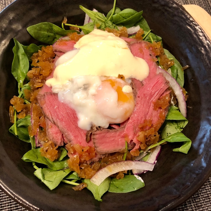 Wソースが美味しい♡ローストビーフ丼